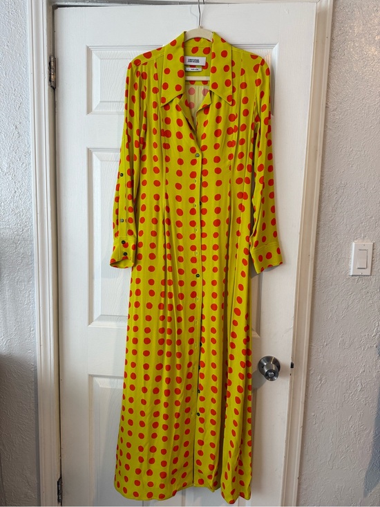 Christopher John Rogers Dresses & Skirts - Christopher John Rogers Lime Maxi Dress with Red Polka Dots